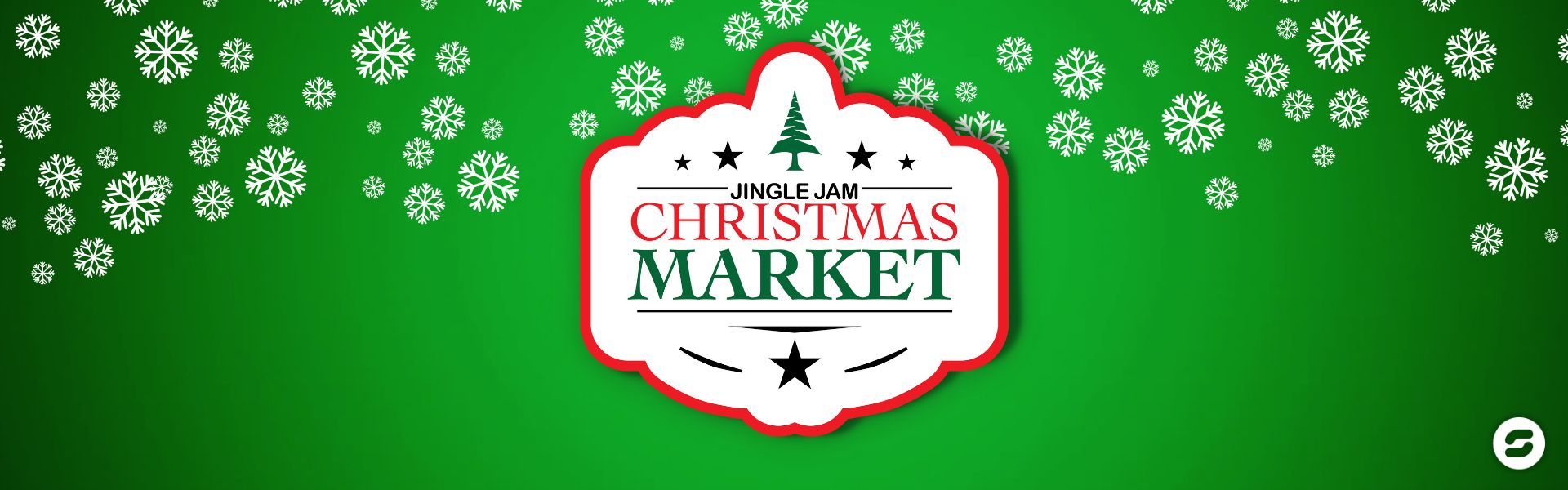 Red Green White Modern Christmas Market Invitation Flyer (Website) (1920 x 600 px)